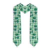 Green Palaka Hawaii Graduation Stole Hawaiian Lehua Blossoms