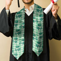 Green Palaka Hawaii Graduation Stole Hawaiian Lehua Blossoms LT05