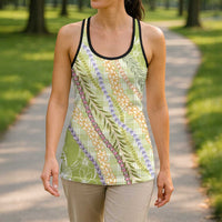 Green Palaka Hawaii Leis Hollow Tank Top - Hawaiian Plaid Elegant Tropical Vibes LT14 - Polynesian Pride