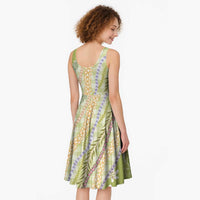 Green Palaka Hawaii Leis Midi Dress Hawaiian-plaid Elegant Tropical Vibes - Polynesian Pride