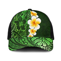Green Polynesia Baseball Net Cap Plumeria Tropical Leaves With Galaxy Polynesian Art - Polynesian Pride