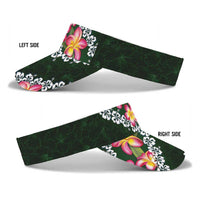 Green Polynesia Sun Visor Cap Plumeria With Hibiscus Pattern Tropical Vibes