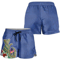 Guam Chamorro Shorts for Women Tribal Latte Stone and Seal Artwork Polynesian Patterns