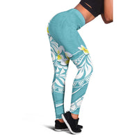 Hawaii Aloha Leggings Plumeria Vintage - Turquoise