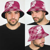 Hawaii Aloha Plumeria Lei Fuschia Palaka Bucket Hat LT7 - Polynesian Pride