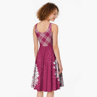 Hawaii Aloha Plumeria Lei Fuschia Palaka Midi Dress - Polynesian Pride