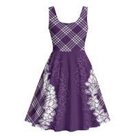 Hawaii Aloha Plumeria Lei Violet Palaka Midi Dress - Polynesian Pride