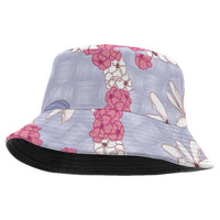 Hawaii Anthurium Tiare Pikake Lei Bucket Hat Poni Lauhala Art Pattern