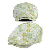 Hawaii Anthurium Tiare Pikake Lei Jeff Hat Sage Green Lauhala Art Pattern LT01 - Polynesian Pride
