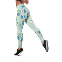 Hawaii Anthurium Tiare Pikake Lei Leggings Omaomao Lauhala Art Pattern