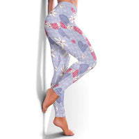 Hawaii Anthurium Tiare Pikake Lei Leggings Poni Lauhala Art Pattern LT01 - Polynesian Pride