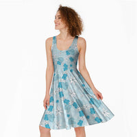 Hawaii Anthurium Tiare Pikake Lei Midi Dress UliUli Lauhala Art Pattern