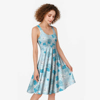 Hawaii Anthurium Tiare Pikake Lei Midi Dress UliUli Lauhala Art Pattern