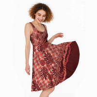 Hawaii Breadfruit Palaka Midi Dress Ulaula Maile Lei - Polynesian Pride