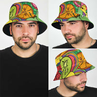 Hawaii Fruits Hippie Style Bucket Hat Vibrant Colorful