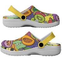 Hawaii Fruits Hippie Style Clogs Shoes Vibrant Colorful