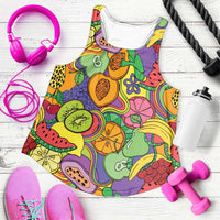 Hawaii Fruits Hippie Style Women Racerback Tank Vibrant Colorful