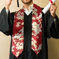 Hawaii Hibiscus Plumeria Red Graduation Stole Polynesian Pattern
