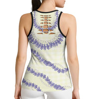 Hawaii Honohono Palaka Motifs Hollow Tank Top Hawaiian Orchid Lei