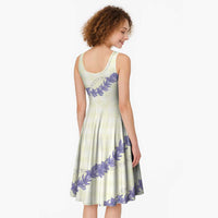 Hawaii Honohono Palaka Motifs Midi Dress Hawaiian Orchid Lei
