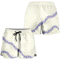 Hawaii Honohono Palaka Motifs Shorts for Women Hawaiian Orchid Lei