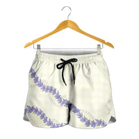 Hawaii Honohono Palaka Motifs Shorts for Women Hawaiian Orchid Lei