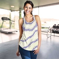 Hawaii Honohono Palaka Motifs Women Racerback Tank Hawaiian Orchid Lei