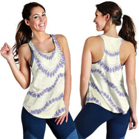 Hawaii Honohono Palaka Motifs Women Racerback Tank Hawaiian Orchid Lei