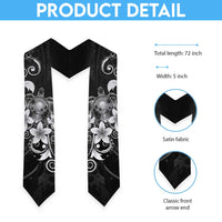 Hawaii Honu Graduation Stole Polynesian Curves Plumeria Grayscale