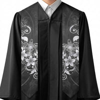 Hawaii Honu Graduation Stole Polynesian Curves Plumeria Grayscale