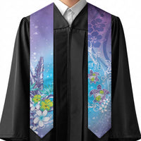 Hawaii Honu Graduation Stole Tropical Flowers Purple Gradient