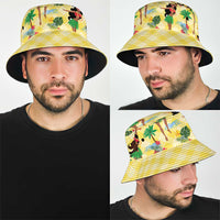 Hawaii Hula Girl Tropical Bucket Hat Yellow Palaka