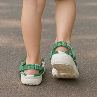 Hawaii Japanese Culture Green Clogs Shoes Spring Cranes Aloha Pattern