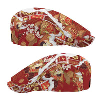 Hawaii Japanese Culture Red Jeff Hat Spring Cranes Aloha Pattern LT01 - Polynesian Pride