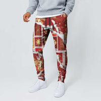 Hawaii Japanese Culture Red Jogger Pants Spring Cranes Aloha Pattern