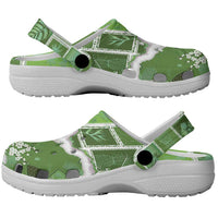 Hawaii Japanese Culture Sage Green Clogs Shoes Spring Cranes Aloha Pattern