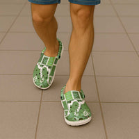 Hawaii Japanese Culture Sage Green Clogs Shoes Spring Cranes Aloha Pattern