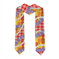 Hawaii Kahili Palaka Motifs Graduation Stole Hawaiian Honohono Pikake Lei