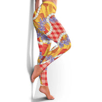 Hawaii Kahili Palaka Motifs Leggings Hawaiian Honohono Pikake Lei