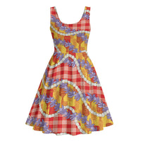 Hawaii Kahili Palaka Motifs Midi Dress Hawaiian Honohono Pikake Lei