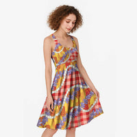 Hawaii Kahili Palaka Motifs Midi Dress Hawaiian Honohono Pikake Lei