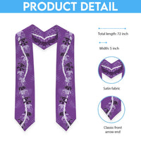 Hawaii Maile Lei Graduation Stole With Violet Monstera Pattern