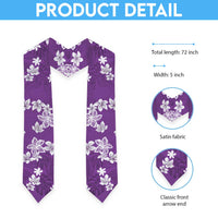 Hawaii Monstera Deliciosa Graduation Stole Purple Plumeria Polynesian Pattern