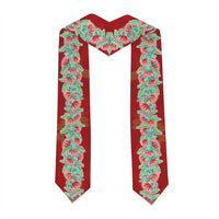 Hawaii Ohia Lehua Graduation Stole Tropical Vibes Crimson