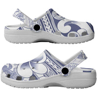Hawaii Plumeria Lokelani Pikake Lei Clogs Shoes Navy Blue Polynesian Tattoo