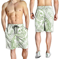 Hawaii Plumeria Lokelani Pikake Lei Shorts for Men Oma'oma'o Polynesian Tattoo