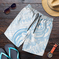 Hawaii Plumeria Lokelani Pikake Lei Shorts for Men Uliuli Polynesian Tattoo LT9 Blue - Polynesian Pride