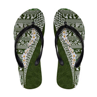 Hawaii Plumeria Tribal Vintage Flip Flops Special Green