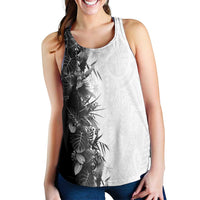 Hawaii Tropical Plant Monochrome Women Racerback Tank Vibrant Polynesian Pattern