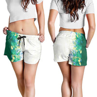 Hawaii Tropical Plant Omaomao Shorts for Women Vibrant Polynesian Pattern